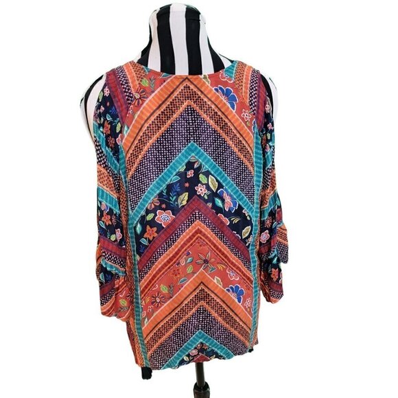 Democracy - Boho tunic - Cold Shoulder, Bell Sleeve - Super Cute - Size S - Picture 4 of 14